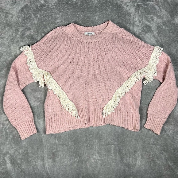 Madewell Sweater Womens Small Montford Fringe Pullover Crewneck Boho Feminine - Picture 5 of 9